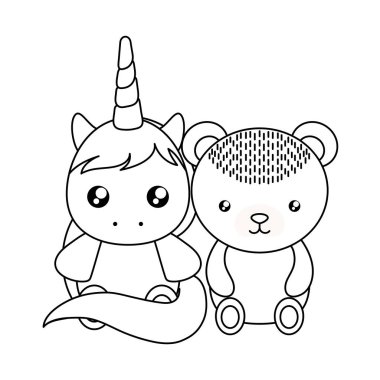 ayı Bebek karakter ile sevimli küçük Unicorn