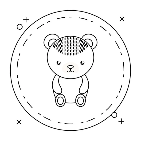 Drăguț copil urs mic în cadru circular — Vector de stoc