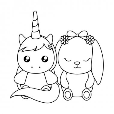 tavşan bebek karakter ile sevimli küçük Unicorn