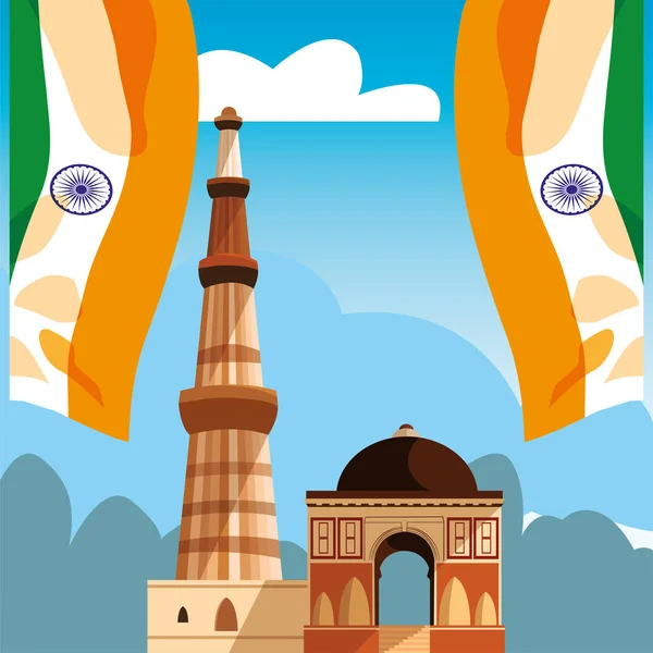 Intia itsenäisyyspäivä tasainen muotoilu — vektorikuva