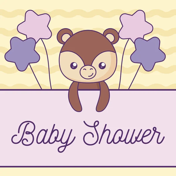 Tarjeta de ducha de bebé con oso lindo — Vector de stock