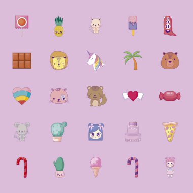 sevimli set simgeler tarzı Kawaii