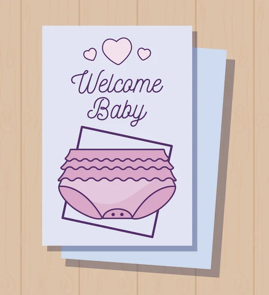 Tarjeta de ducha de bebé con pañal para niña — Archivo Imágenes Vectoriales