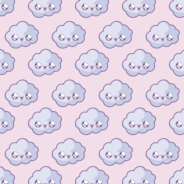 Padrão de nuvens bonitos estilo kawaii — Vetor de Stock