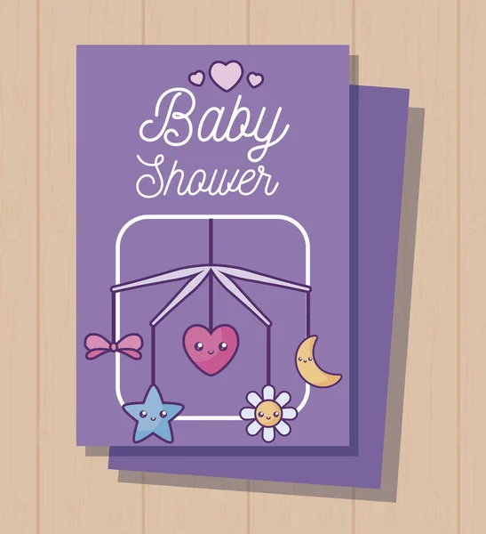 Tarjeta de la ducha del bebé con la cuna móvil — Vector de stock