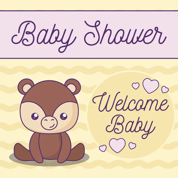 Tarjeta de ducha de bebé con lindo oso animal — Vector de stock