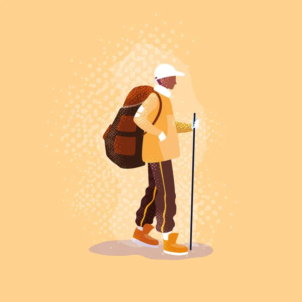 Viaggiatore uomo con personaggio avatar zaino — Vettoriale Stock