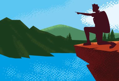 göl sahnesi ile manzara adam gezgin