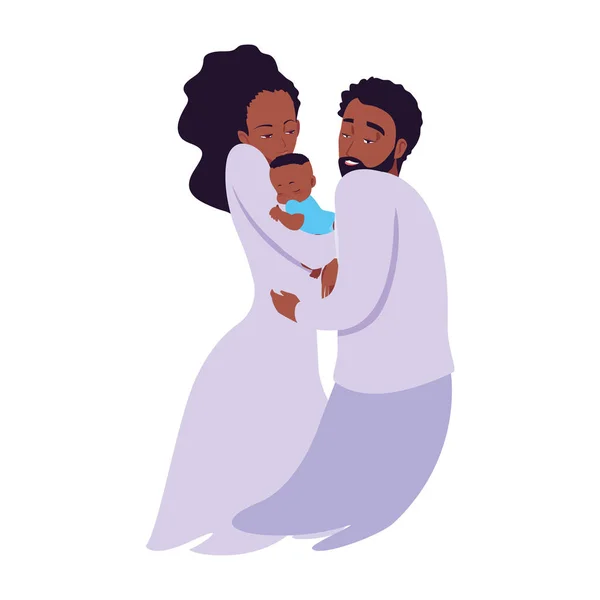 Mamá y papá llevando a su recién nacido — Archivo Imágenes Vectoriales