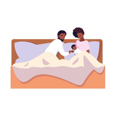 Anne ve baba yatak bakım bebek alma