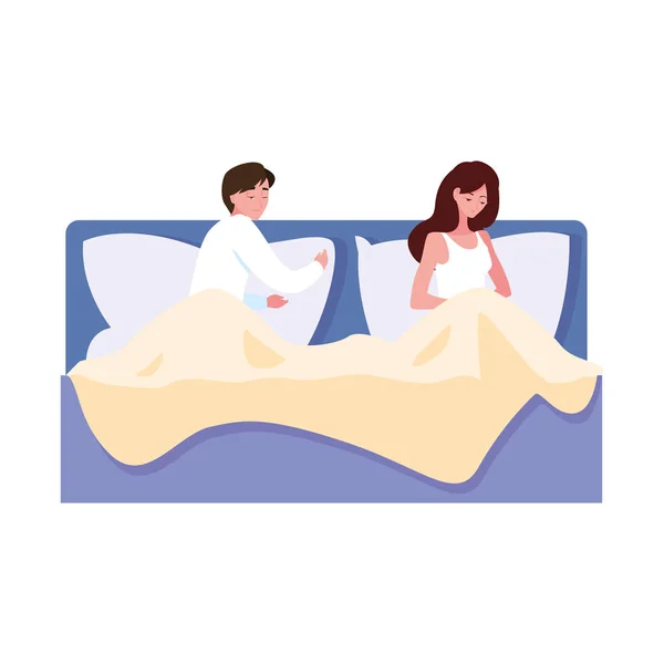 Mom and dad waiting in bed — Stock Vector