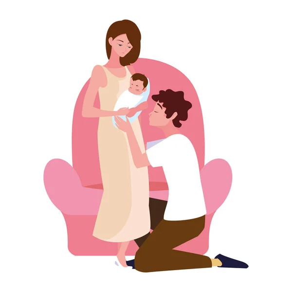 Couple with baby pregnancy and maternity — Stock Vector