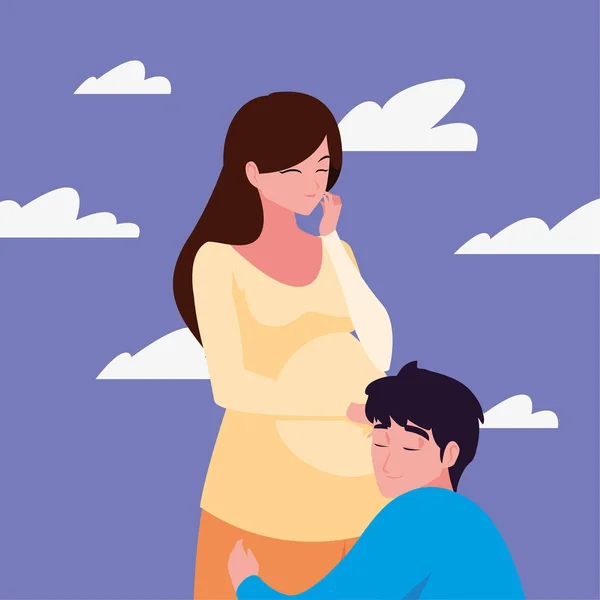 Couple pregnancy and maternity design — Stock Vector