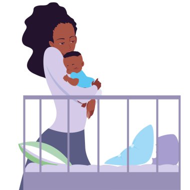 Anne ile onu bebek içinde bu beşik