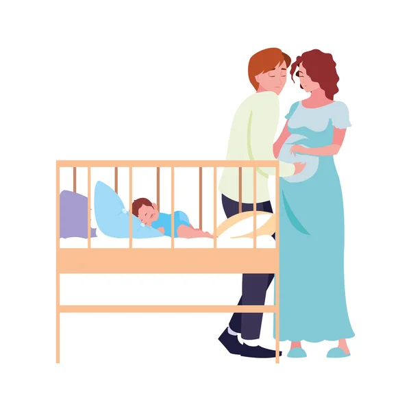 Grávida casal e bebê gravidez e maternidade —  Vetores de Stock