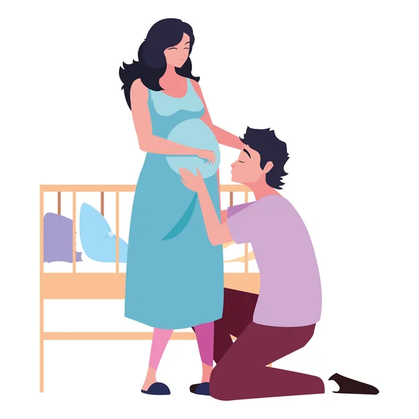 Projeto de gravidez e maternidade casal — Vetor de Stock
