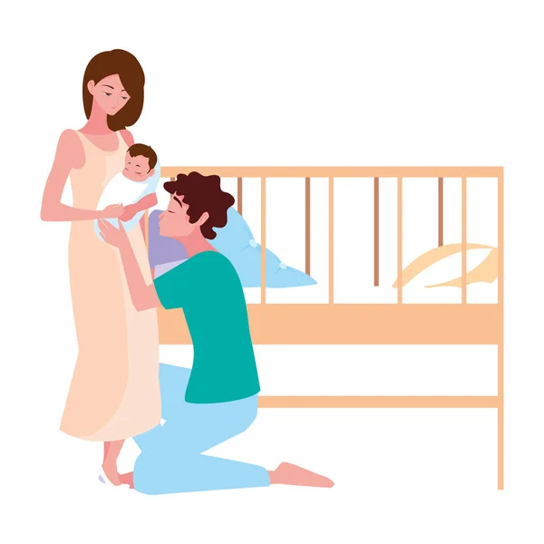 Gravid par och baby graviditet och moderskap — Stock vektor
