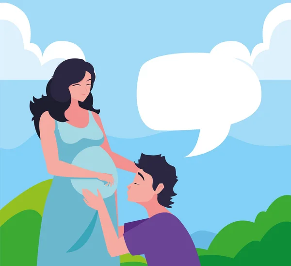 Embarazo en pareja y diseño de maternidad — Vector de stock