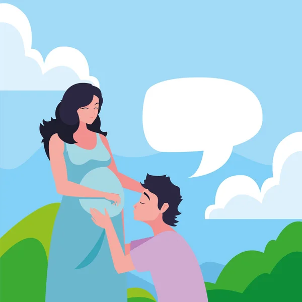 Projeto de gravidez e maternidade casal — Vetor de Stock