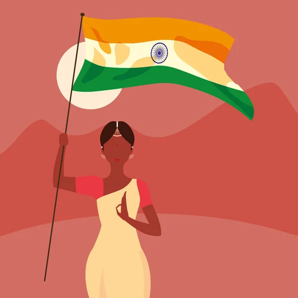 Inde indépendance jour plat design — Image vectorielle