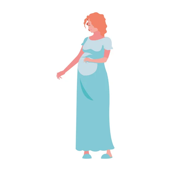 Беременная женщина трогает живот — стоковый вектор