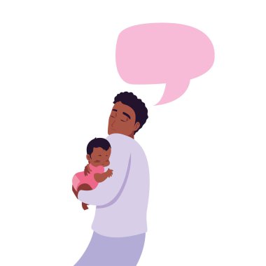 babası onun bebeği kollarına taşıyor.