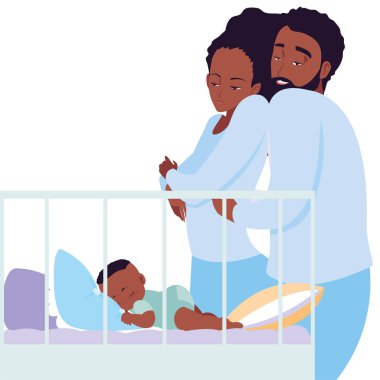 Anne ve baba yatak bakım bebek alma