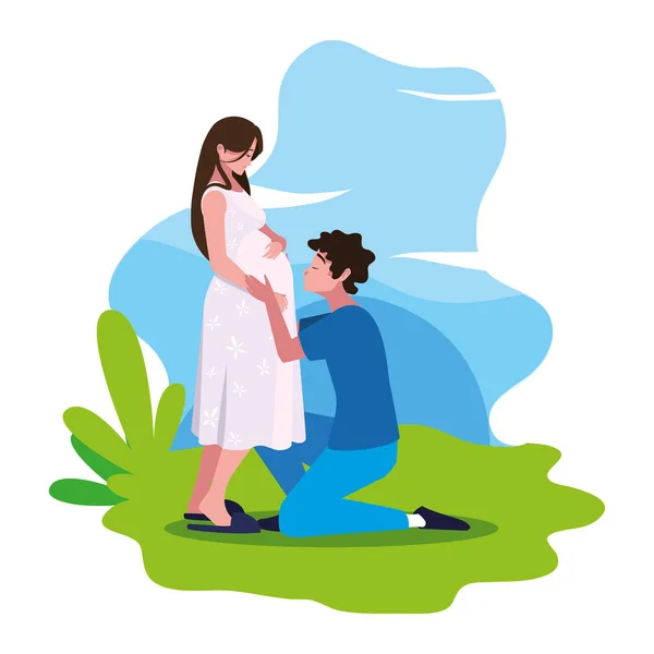 Embarazo en pareja y diseño de maternidad — Vector de stock