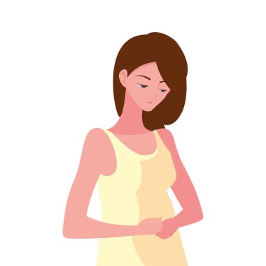 Hamile kadın karnına dokunuyor.