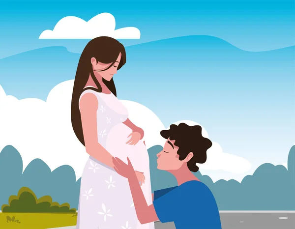 夫妇怀孕和生育设计 — 图库矢量图片