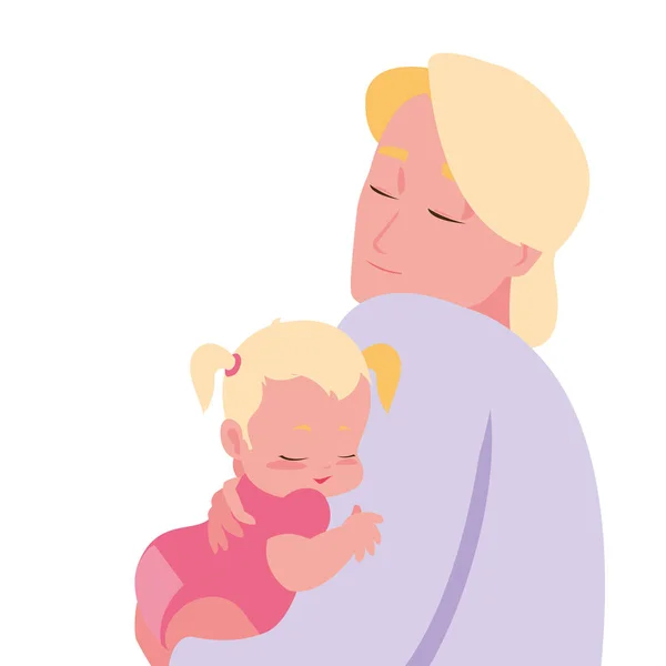 Pai carregando seu bebê menina nos braços —  Vetores de Stock