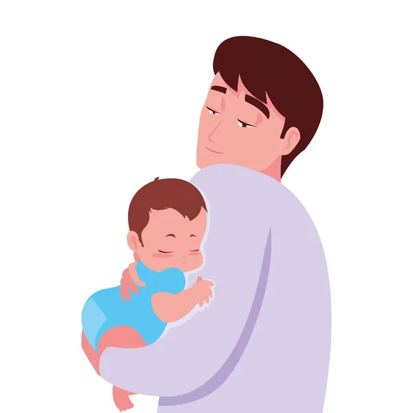 Pappa bär sitt barn i famnen — Stock vektor