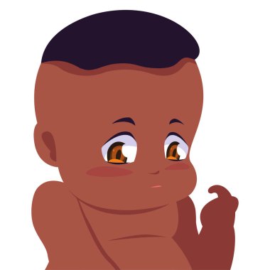 Beyaz arka plan üzerinde oturan şirin bebek