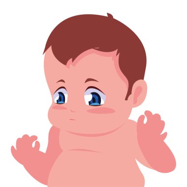 Beyaz arka plan üzerinde oturan şirin bebek