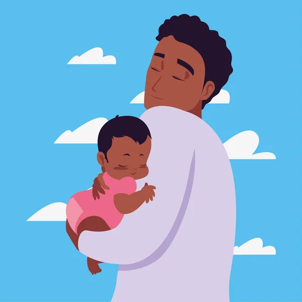 Babası onun bebeği kollarına taşıyor. — Stok Vektör