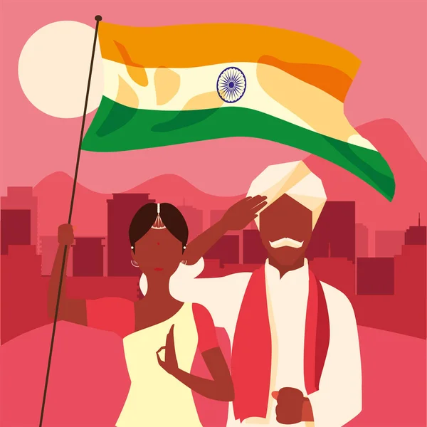 India independencia día plano diseño — Vector de stock