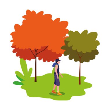 sırt çantası vektör görselleştirme ile genç adam