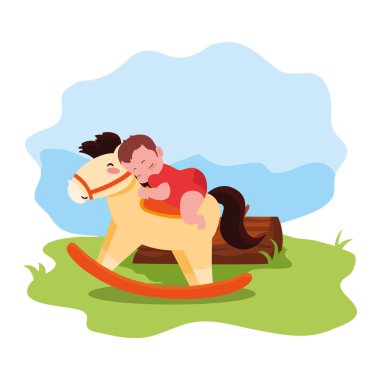 oyuncak ile bebek çocuk at sallanan