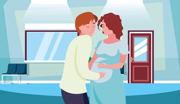 Paar Schwangerschaft und Mutterschaftsgestaltung — Stockvektor