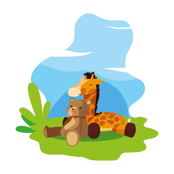 Juguete de bebé oso jirafa vector ilustración — Archivo Imágenes Vectoriales