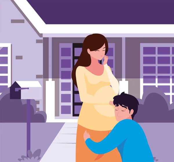 Ζευγάρι εγκυμοσύνη και σχεδιασμό μητρότητας — Διανυσματικό Αρχείο