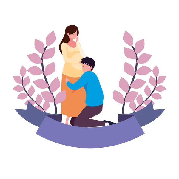 Embarazo en pareja y diseño de maternidad — Vector de stock