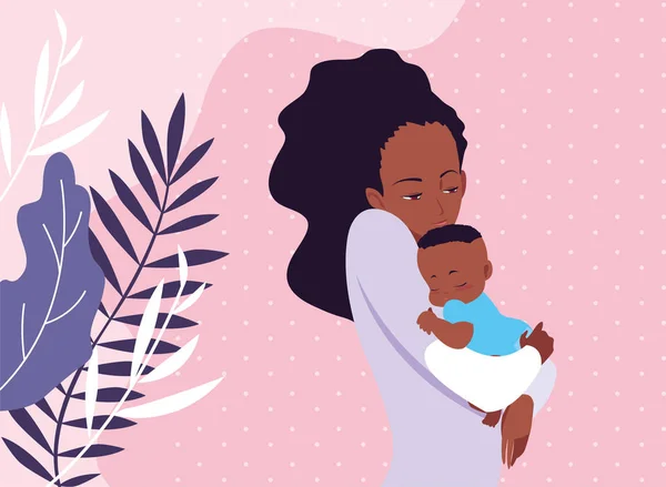 Η μαμά κουβαλάει το μωρό του στην αγκαλιά του — Διανυσματικό Αρχείο