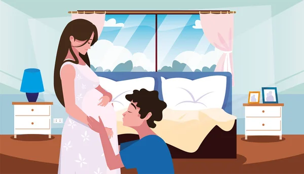 Embarazo en pareja y diseño de maternidad — Archivo Imágenes Vectoriales