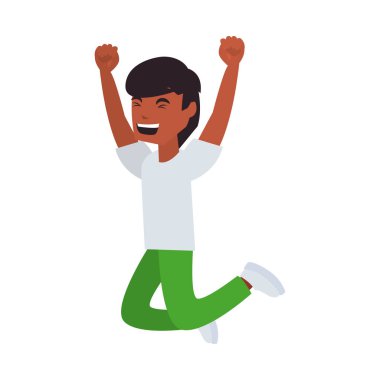 mutlu çocuk beyaz karakter kutlamak