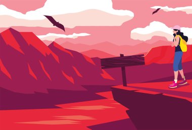 sırt çantası yürüyüş Wanderlust ile kadın