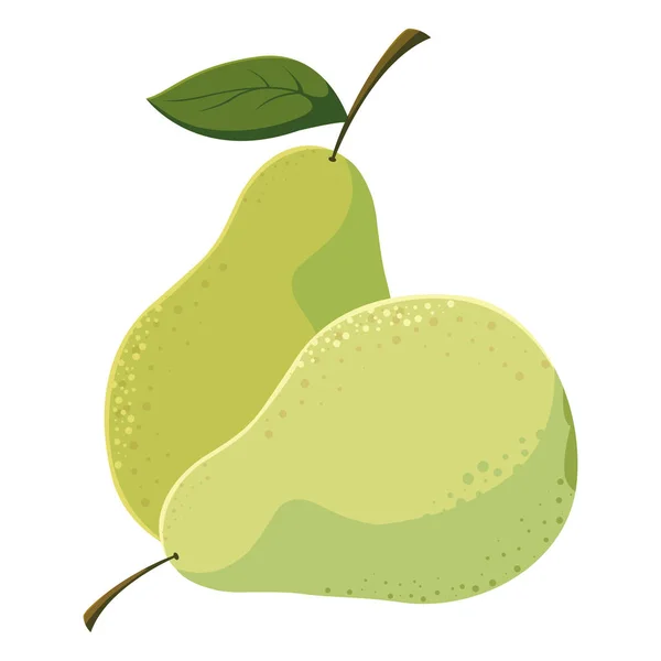Päron färsk frukt i vit bakgrund — Stock vektor