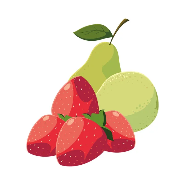 Fruits frais fraises et poires — Image vectorielle