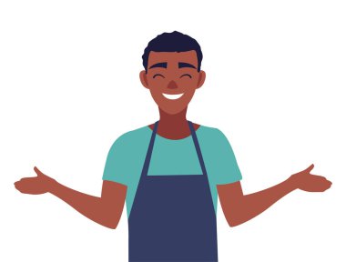 apron ile genç satıcı adam karakter