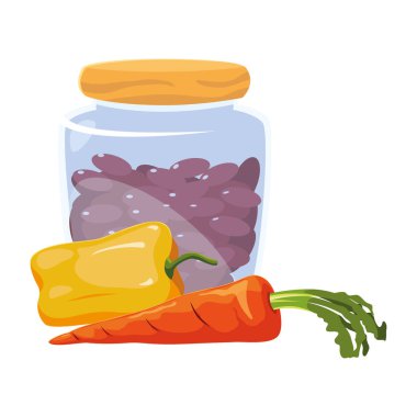 fasulye biber havuç ile çiftlik kavanoz